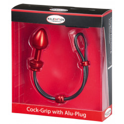 MALESATION Cock-Grip avec Alu-Plug petit, rouge