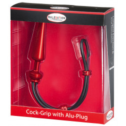 MALESATION Cock-Grip avec Alu-Plug moyen, rouge