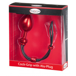 MALESATION Cock-Grip avec Alu-Plug grand, rouge